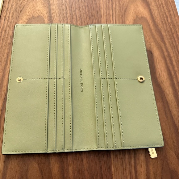 Michael Kors Sage Green Wallet with Gold Logo - Picture 3 of 6